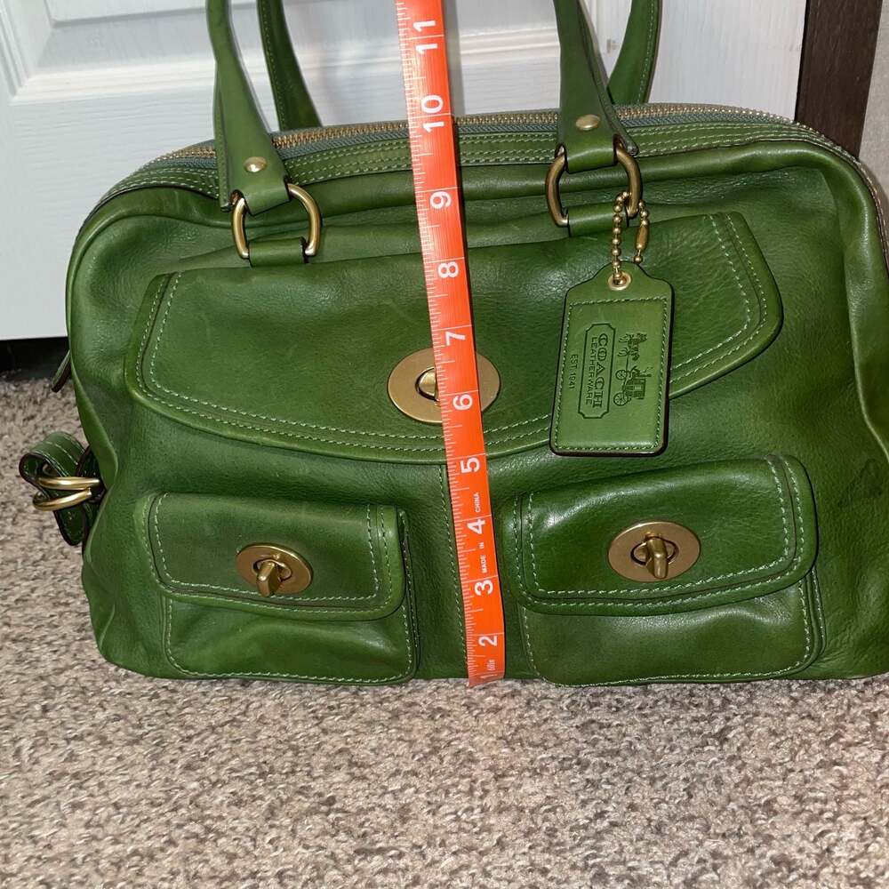 Coach Bleecker Street Limited Edition Peyton Satchel 12791 Green Legacy Leather - Picture 13 of 13